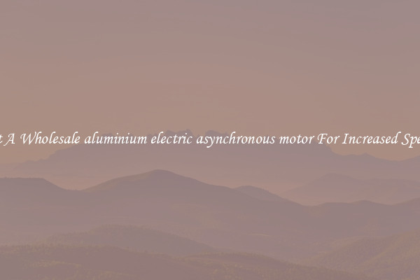 Get A Wholesale aluminium electric asynchronous motor For Increased Speeds